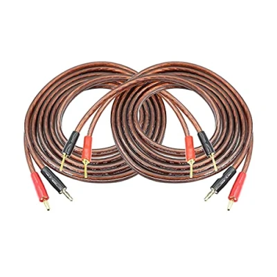 Afbeelding van MEIRIYFA HiFi OFC luidsprekerkabel met banaanstekker naar pinstekker, 4 mm op 2 luidsprekerkabel, overbruggingskabel voor luidsprekerversterker, stuks (2 m)