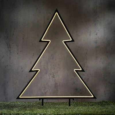 Afbeelding van Luca Lighting Garden d&#039;Light Kerstboom Tuinsteker met Warm Witte LED Verlichting L90 x H100 cm Metaal Zwart