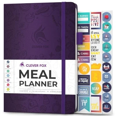 Afbeelding van Clever Fox wekelijkse maaltijdplanner en dagelijkse maaltijdvoorbereiding dagboek met boodschappen boodschappenlijsten voor menuplanning, gezond dieet gewichtsverlies tracking,