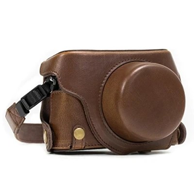 Afbeelding van MegaGear lederen cameratas voor Panasonic Lumix lx100, DMC lx100 compacte camera, donkerbruin