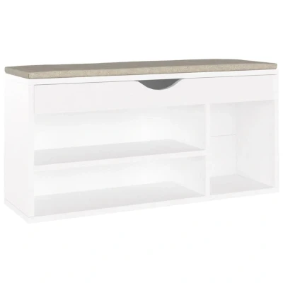 Afbeelding van Schoenenbank met kussen 104x30x49 cm spaanplaat wit