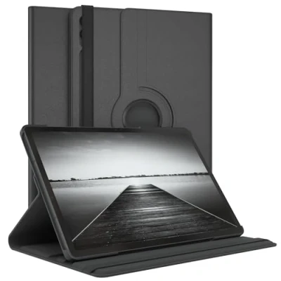 Afbeelding van EAZY case Tablethoes voor Samsung Galaxy Tab S9 FE Plus Beschermhoes 12,4 inch Cover Roteerbare hoes Tri fold Flip 360 draaibaar met standaardfunctie Hoesje Kunstleer Zwart