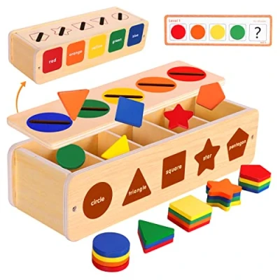 Afbeelding van LZDMY Montessori speelgoed vanaf 2 jaar, motoriekspeelgoed houten 6 maanden, met opbergdoos, sorteerspeelgoed 25 blokken, educatief speelgoed, Pasen, cadeau