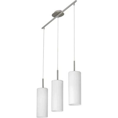 Afbeelding van EGLO Troy 3   Hanglamp   3 Lichts   Nikkel Mat   Wit Gelakt