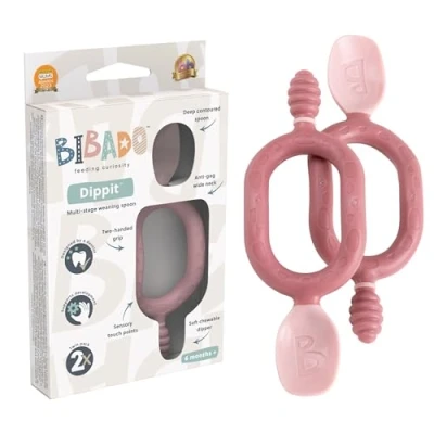Afbeelding van Bibado 2 stuks led ontwenningslepels met dubbele uiteinden voor zelfvoeding, sensorische ontwikkeling en tandjes Ergonomisch ontwerp handgreep Dippit Blush