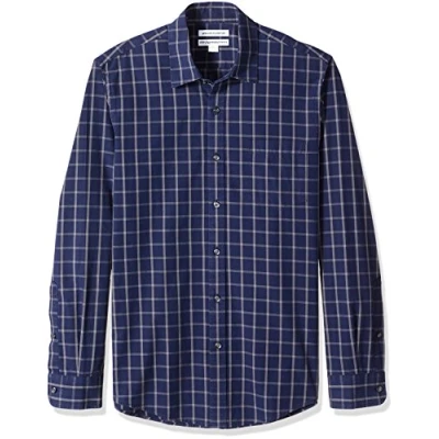Afbeelding van Amazon Essentials Shirt met lange mouwen voor heren,Navy venster,XL
