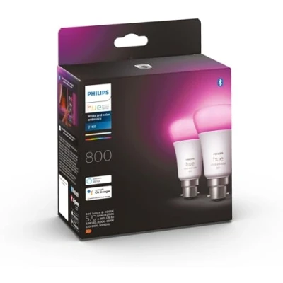 Afbeelding van PHILIPS Hue White &amp; Color Ambiance 10W slimme LED lamp B22 Bluetooth compatibel Pak van 2