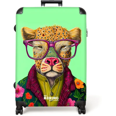 Afbeelding van NoBoringSuitcases.com® Koffer groot Reiskoffer lichtgewicht Dieren Bril Hond Design Rolkoffer met 4 wielen Grote trolley XL 98 liter bagage