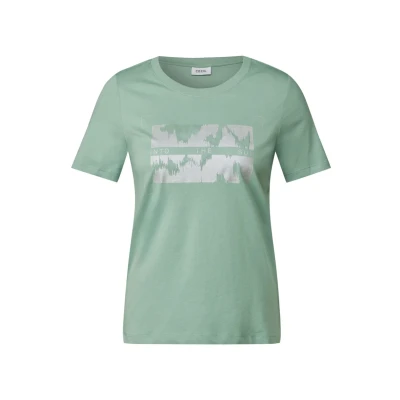 Afbeelding van Cecil MIT Folien Tshirt print, Dames, Maat: Small, Grün