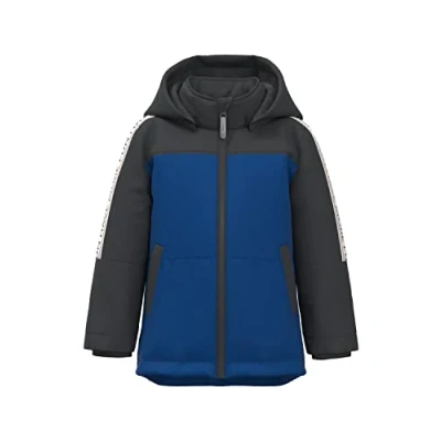 Afbeelding van NAME IT MINI gewatteerde winterjas NMMMAX van gerecycled polyester hardblauw/zwart