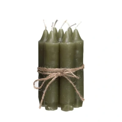 Afbeelding van Comforder Kaarsenset (7 stuks), 11 cm staafkaarsen mosgroen, tafelkaarsen effen, 4+ uur brandduur