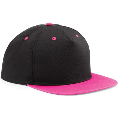 Afbeelding van Beechfield Unisex 5 Paneel Contrast Snapback Cap (Zwart / Fuchsia)