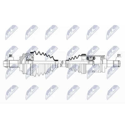 Afbeelding van NTY NPW BM 115 Aandrijfas Vooras links 588mm BMW: X5 (E53) 3.0 i, 4.8 is, 4.4 d, 4.6 is 2000 2006