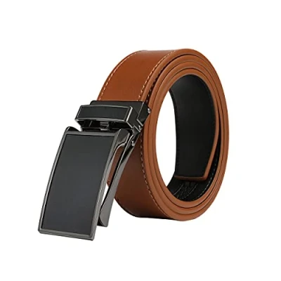 Afbeelding van VRLEGEND Heren Riem Lederen Ratel Automatische Herenriem Leer Verstelbaar Grote Maat voor Pakken Business Formele Kleding 3.5CM,Cadeau (110cm, Bruin)