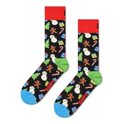 Afbeelding van Happy Socks Bring It On Sock kerstpret op zwart Unisex Maat: 41 46