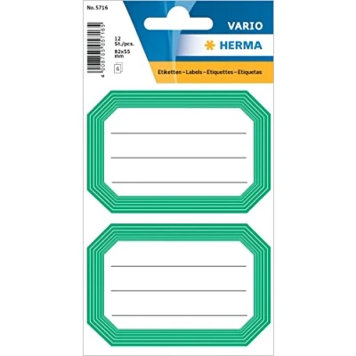 Afbeelding van Etiket HERMA 5716 82x55mm schrift groene rand 12 stuks Blister a 6 vel 10