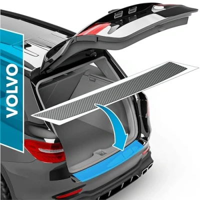Afbeelding van Volledige set voor bescherming autobumper, Volvo XC90 2 (II) 256 I 2015 2023, achterbumper van auto’s, antikras, lakbeschermer instaplijsten, zwart (carbon black)