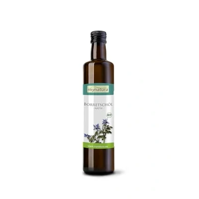 Afbeelding van Mynatura Biologische borretolie, 250 ml, intic, koudgeperst, zuiver plantaardig, hoogwaardige omega 3 en 6, glutenvrij, cholesterolvrij, vitamine E natuur, ml (1 x ml)