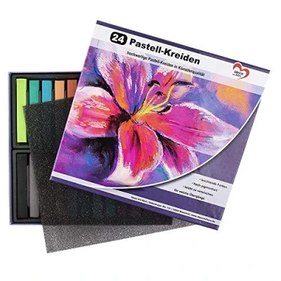 Afbeelding van Ideen mit Herz Pastelkrijt, 24 hoogwaardige krijtjes in heldere kleuren, sterk gepigmenteerd, studio, kunst, hobby, schilderen, knutselen, doe het zelf