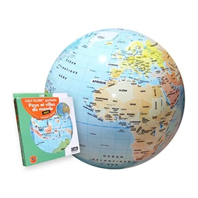 Afbeelding van Caly Maxi Opblaasbare wereldbol, land en steden van de wereld, 42 cm, 009F, oceaanblauw
