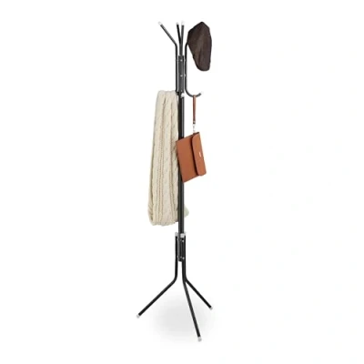 Afbeelding van Relaxdays kapstok staand 8 haken metaal 169 x 40 48 cm hal zwart