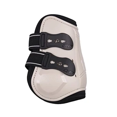 Afbeelding van QHP Strijkdoppen Champion met elastische snelsluitingen Airflow neopreen voering (pony, beige)