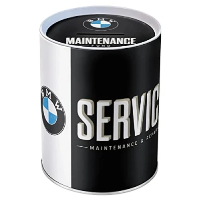 Afbeelding van Nostalgic Art Retro spaarblik, 1 l, Official License Product (OLP), BMW Service Cadeau idee voor fans, spaarvarken van metaal, vintage spaarpot