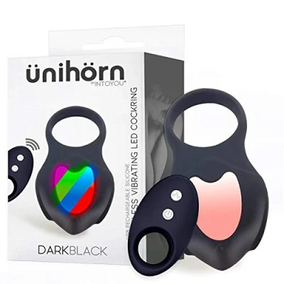 Afbeelding van Darkblack Vibrating Ring with Led Remote Control USB Silicone