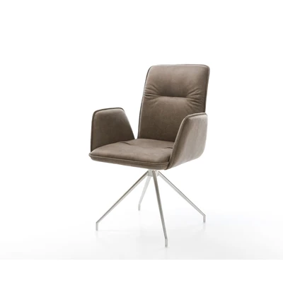 Afbeelding van Draaistoel Vinja Flex kruisframe conisch roestvrij staal taupe vintage 180