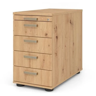 Afbeelding van SIGNA SC50 SG Rolcontainer Hout met 4 lades Knoestige Eiken Greeplijst kunststof