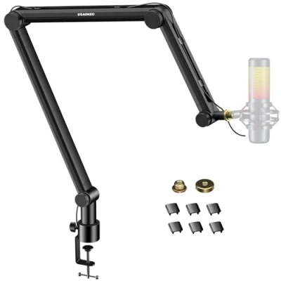 Afbeelding van Microfoonarm, Aokeo AK 49 verstelbare compacte microfoon ophangboom schaar armstandaard voor blauwe yeti, sneeuwbal iCE, HyperX QuadCast, SoloCast, Elgato Wave, enz