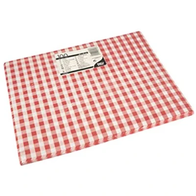 Afbeelding van Placemats, papier 30 cm x 40 rood &quot;Vichy&quot;, 100 stuks