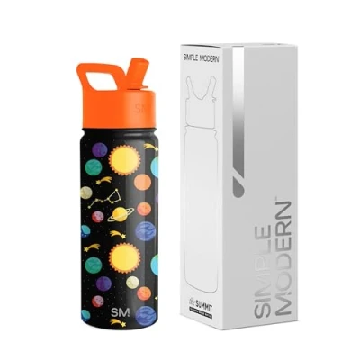 Afbeelding van Simple Modern Kinderwaterfles met rietje Geïsoleerde roestvrijstalen herbruikbare beker voor school, meisjes, jongens Summit Collection 530 ml Zonnestelsel