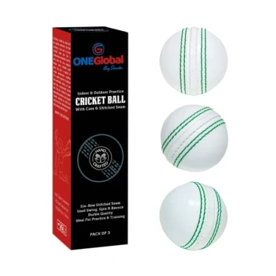 Afbeelding van ONEGlobal Incrediball Soft Practice cricketbal Zachte rubberen Voor buiten en binnen met kern gestikte naad slijpvaardigheden familieplezier (3 wit)