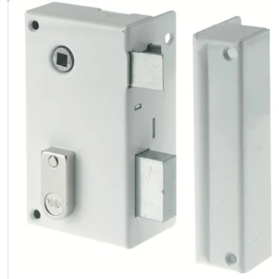 Afbeelding van Yale YAV37D Verticaal Wandslot, rechts, wit, 2 sleutels inbegrepen, as 44 mm, vierkant 7 rechte versie, voor rooster en poort