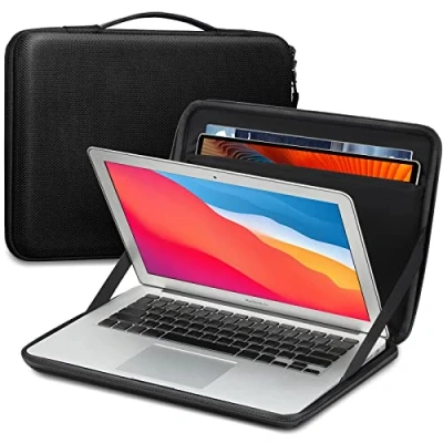 Afbeelding van FINPAC Harde laptop cover, laptophoes voor 13,3 inch MacBook Air/Pro, 14 Pro M1 2021, Surface X/7/6/5/4/3, schokbestendige draagtas met tabletzak 9,7 12,9 iPad Pro/Air