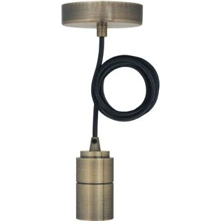 Afbeelding van Bailey hanglamp lyon e27 alu brons met 1 5m textielsnoer zwart 2x0 75mm2 en plafondkap clii max 60w 141480