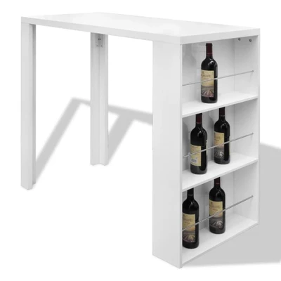 Afbeelding van Bartafel met wijnrek MDF hoogglans wit