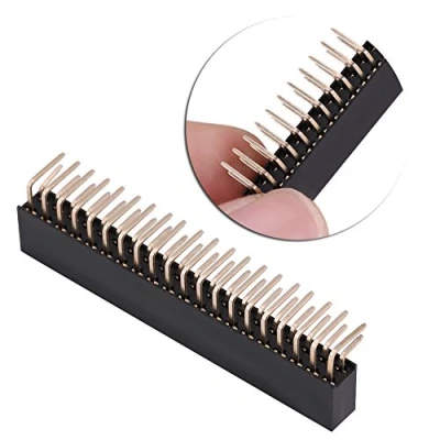 Afbeelding van 3 stuks 2,54 mm pin headers 2 x 20 pins haaks breakaway lijn PCB board header vrouwelijke connector kit voor , kaart, geïntegreerde schakeling uw RPi interface