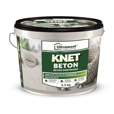 Afbeelding van Ultrament Kneedbeton grijs, creatief beton, beton kneedmassa, ideaal voor het vormen en modelleren, kneedbeton, 2,5 kg
