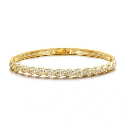 Afbeelding van Philip Jones Vergulde Twist Bangle Gemaakt met Zirkondia® kristallen (7 inch), 6 cm, Kristal, Kristal