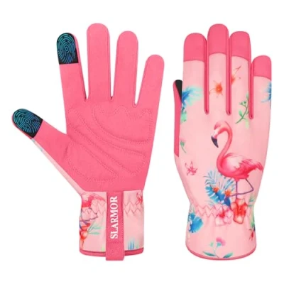 Afbeelding van tuinhandschoenen dames, dames met touchscreen vinger, microvezel lederen voor tuin, schoonmaken, kamperen, landschapsarchitectuur