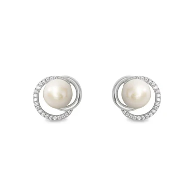 Afbeelding van JOOP! Oorstekers 925 Sterling Zilveren Dames Oorsieraden, Met Zirkonia Synth., Zoetwater Gekweekte Parel, 1,2 cm, Zilver, Wordt Geleverd In Sieraden Geschenkverpakking, 2023379