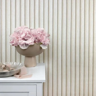 Afbeelding van WALLCOVER Skandi houten behang, houtlook, beige, vliesbehang, akoestische panelen, wand, 3D effect, natuurlijke look, moderne 10,05 m x 0,53 m, Made in Germany