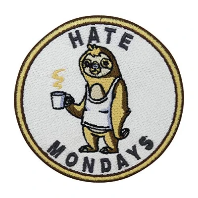 Afbeelding van Finally Home Hate Mondays luiaard patch om op te strijken Dierenpatches, grappige strijkpatches, werkpatches, patches