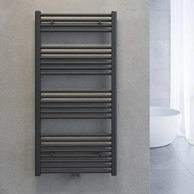 Afbeelding van SONNI Handdoekradiator handdoekdroger 60 x 120 cm radiator badkamer middenaansluiting handdoekverwarmer badkamerradiator antraciet recht