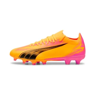 Afbeelding van Puma Ultra Match FG/AG Voetbalschoenen met kunststof noppen, Heren, Maat: 42.5, Sun stream/black/sunset glow Kunststof/ textiel
