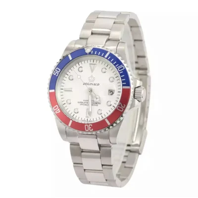 Afbeelding van Reginald Horloges Blue Red White horloge mannen Luxe Design Heren 40 mm Roestvrij Staal Waterdicht Schokbestendig Geschenkset