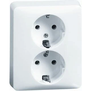Afbeelding van PEHA DUBBELE WANDCONTACTDOOS INBOUW CREME 806512W