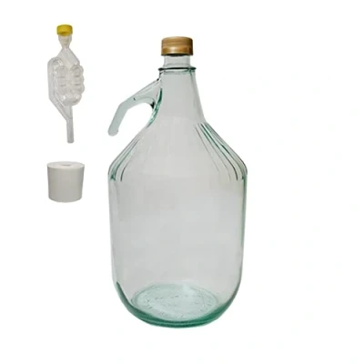 Afbeelding van DIAH DO IT AT HOME 1 x 5L Demijohn met schroefdop + luchtsluis en bung luchtsluis, gistingsfles Cider Carboy gallon, wijn maken, opslag